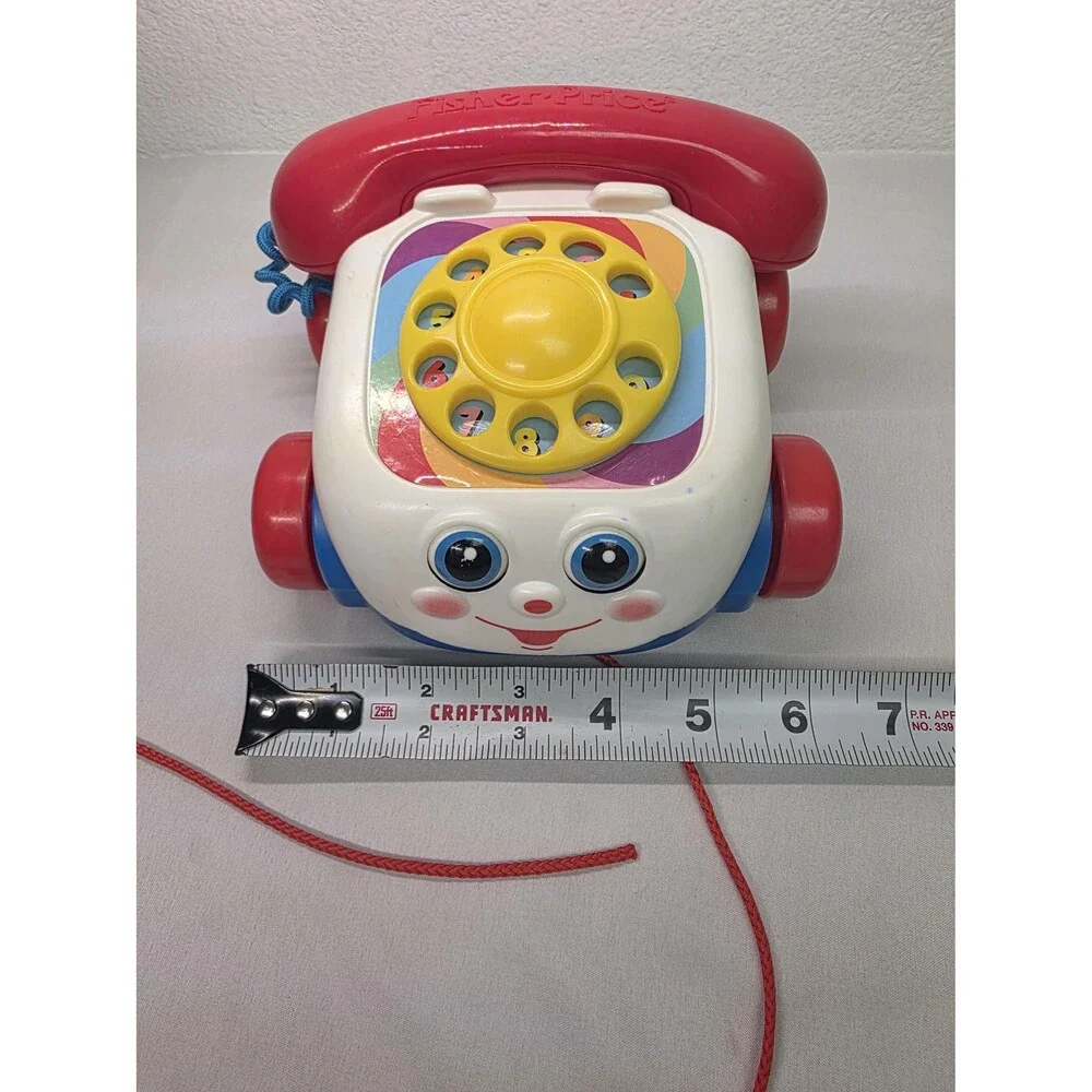 Vintage Kids Fisher Price 2000 chatter telephone pull along play phone moving